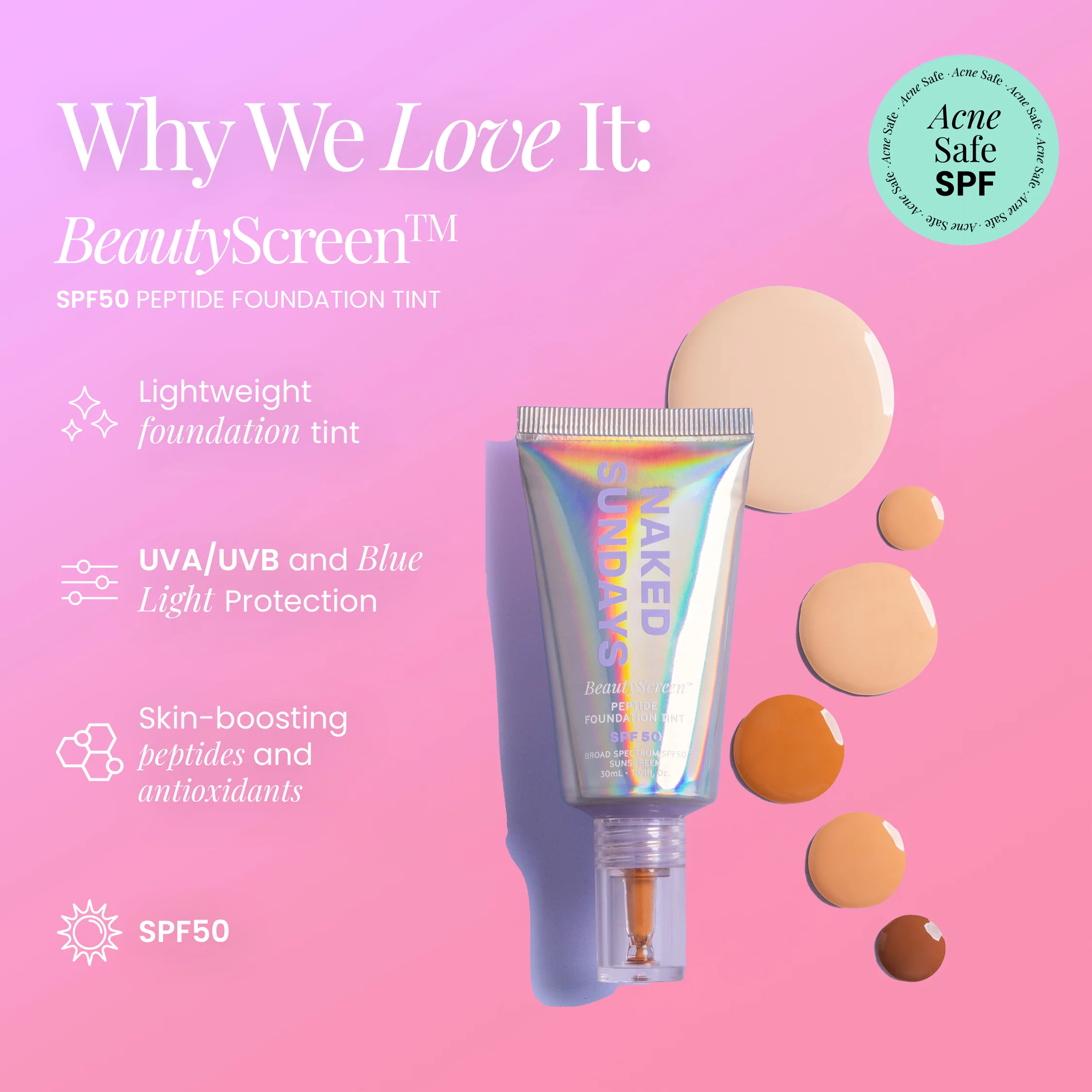 BeautyScreen™ SPF50 Peptide Foundation Tint - 3 Light Medium Honey - Image 7